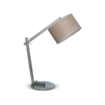 LAMPARA DE MESA DE ACERO C/ PANTALLA BLANCA