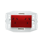 MODULO TOMA DOBLE C/BASTIDOR ROJO