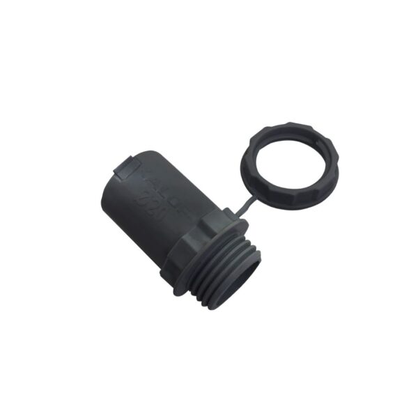 CONECTOR CON ROSCA COLOR NEGRO CAJA A CAÑO 25MM10