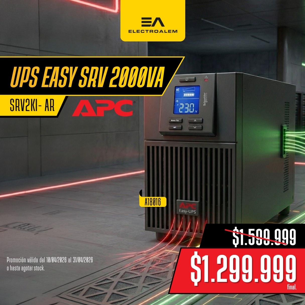 UPS APC EASY SRV 2000VA 230V UPS APC EASY SRV 2000VA 230V