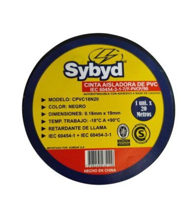 CINTA AISLADORA SYBYD 20 METROS NEGRA