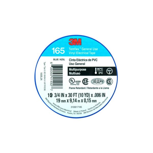 CINTA AISLADORA TEMFLEX AZUL PVC 165 19MM X 9 METROS