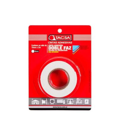 CINTA DOBLE FAZ BLANCA 18MM X 2 METROS