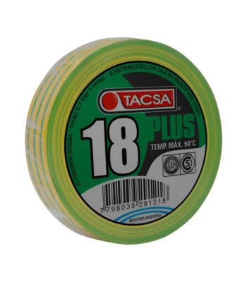 CINTA AISLADORA PVC PLUS VERDEAMARILLA 19MM X 20M X 0.18MM